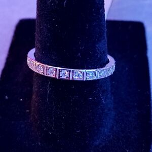 Moissanite Elegant Silver Women's Ring Sz 7 #50